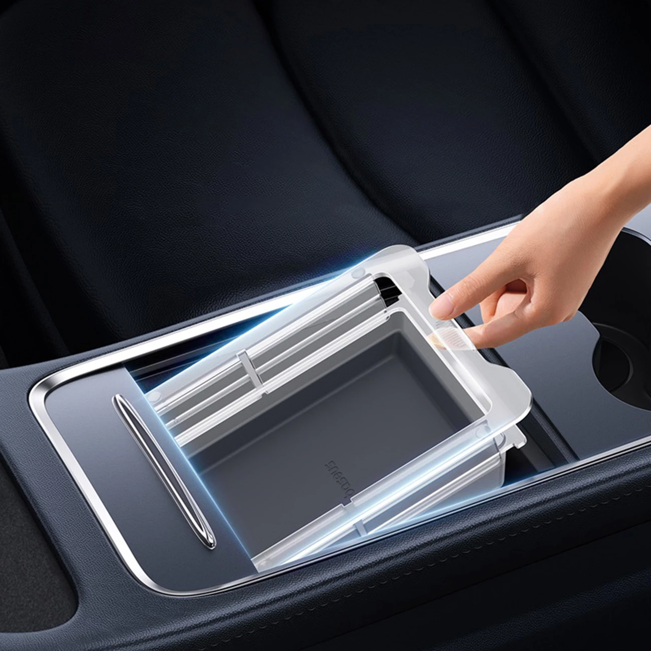 Organizator makine Baseus T-Space Series për Tesla Model 3/Y, silikon, gri