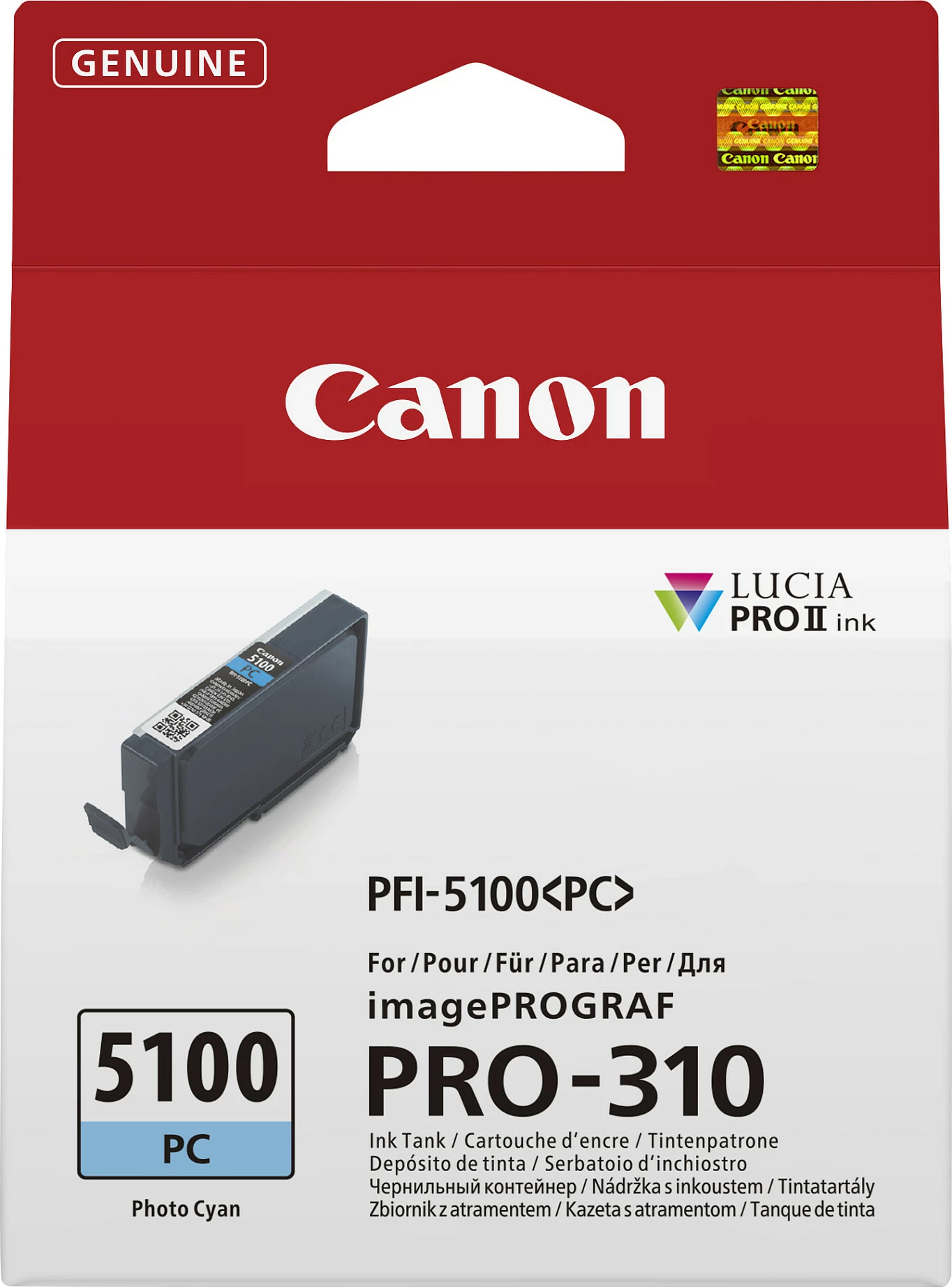 Kartrix boje Canon PFI-5100 PC, 14.4 ml, për imagePROGRAF PRO-310, Photo Cyan