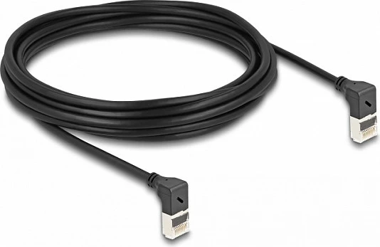 Kabllo rrjeti DeLOCK Cat6a RJ45 5 m, S/FTP Slim, konektorë 90° të këndshëm, e zezë