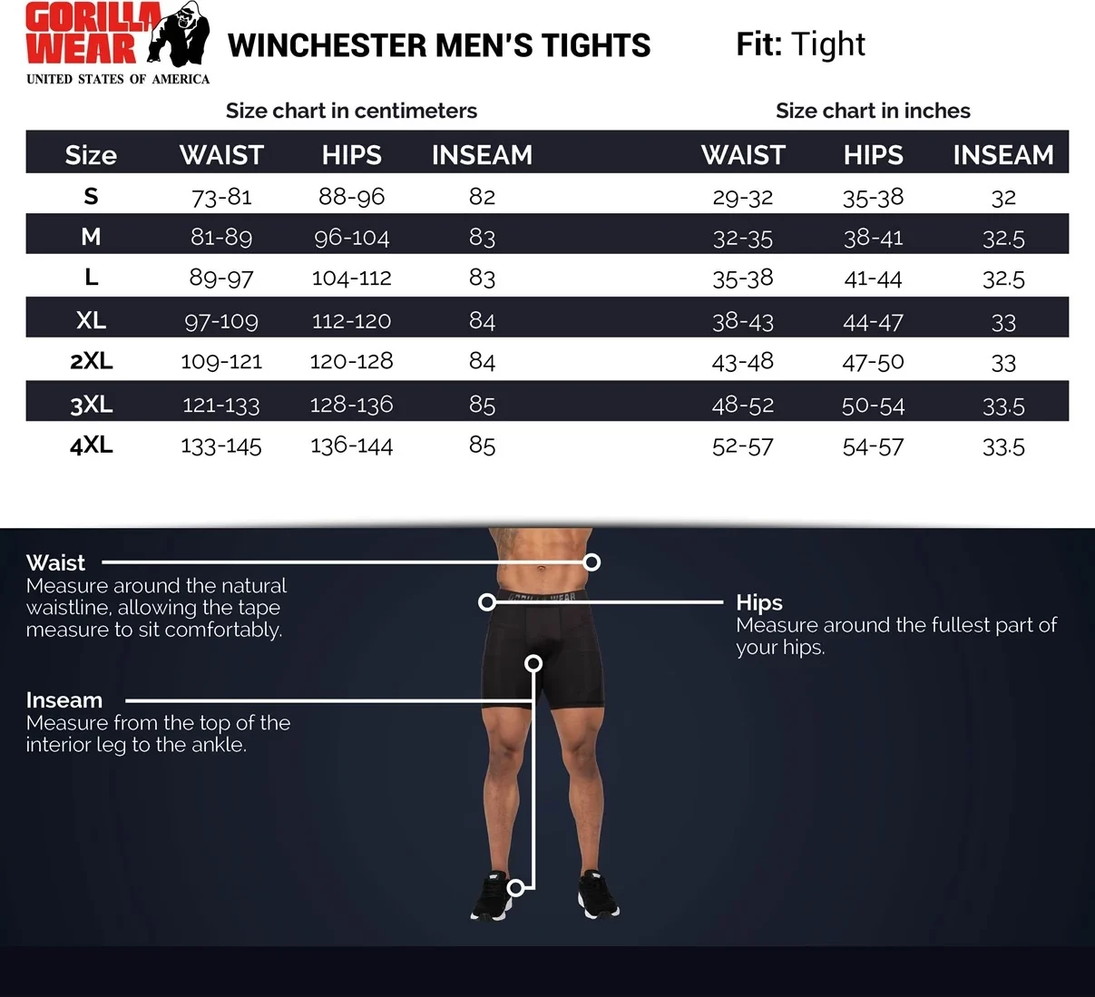 Winchester Men's Tights - Black [Madhësia: 3XL]