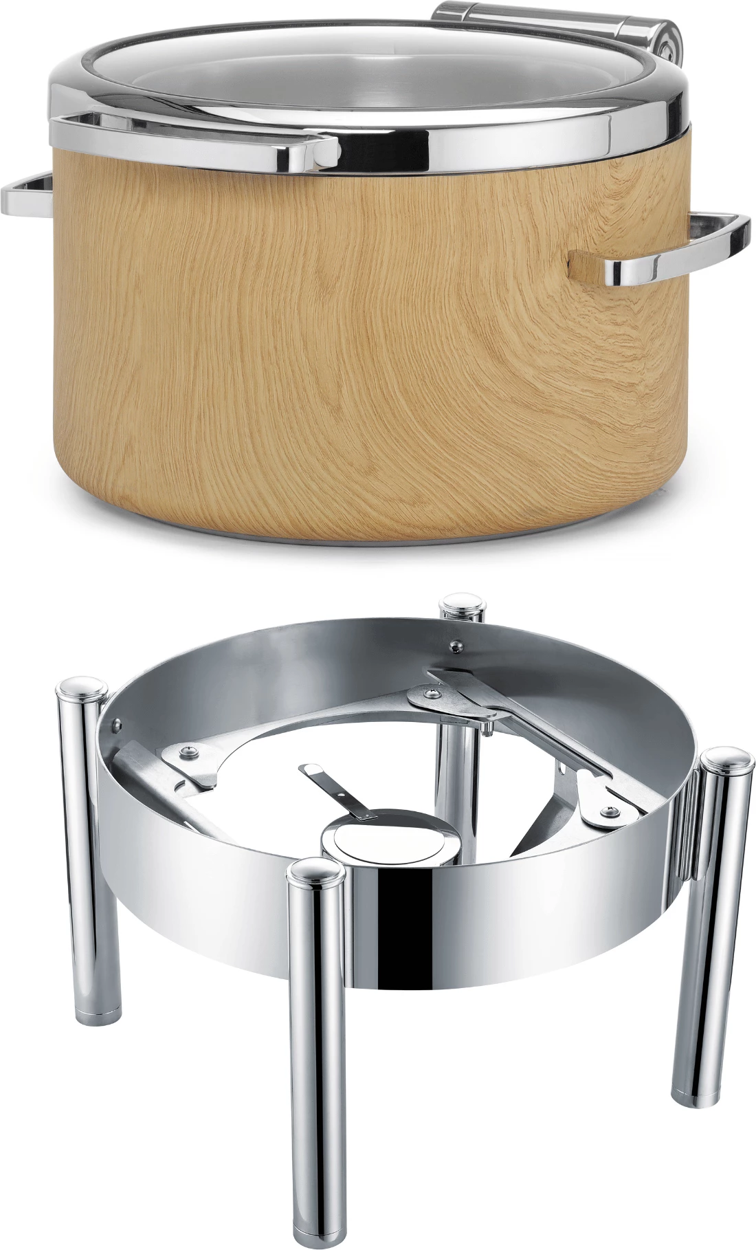 Kornizë induksioni për enë ngrohëse rrethore 11 L, Fine Dine De Luxe Madeira, çelik inoks AISI 304 2.7 mm, argjendtë