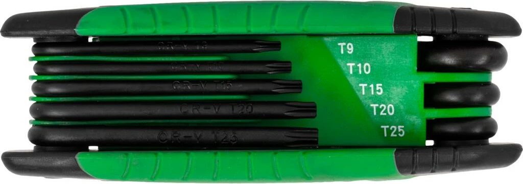 Garniturë çelësa Torx palosës Proline 48362 T9-T40, e zezë/gjelbër (8 copë)