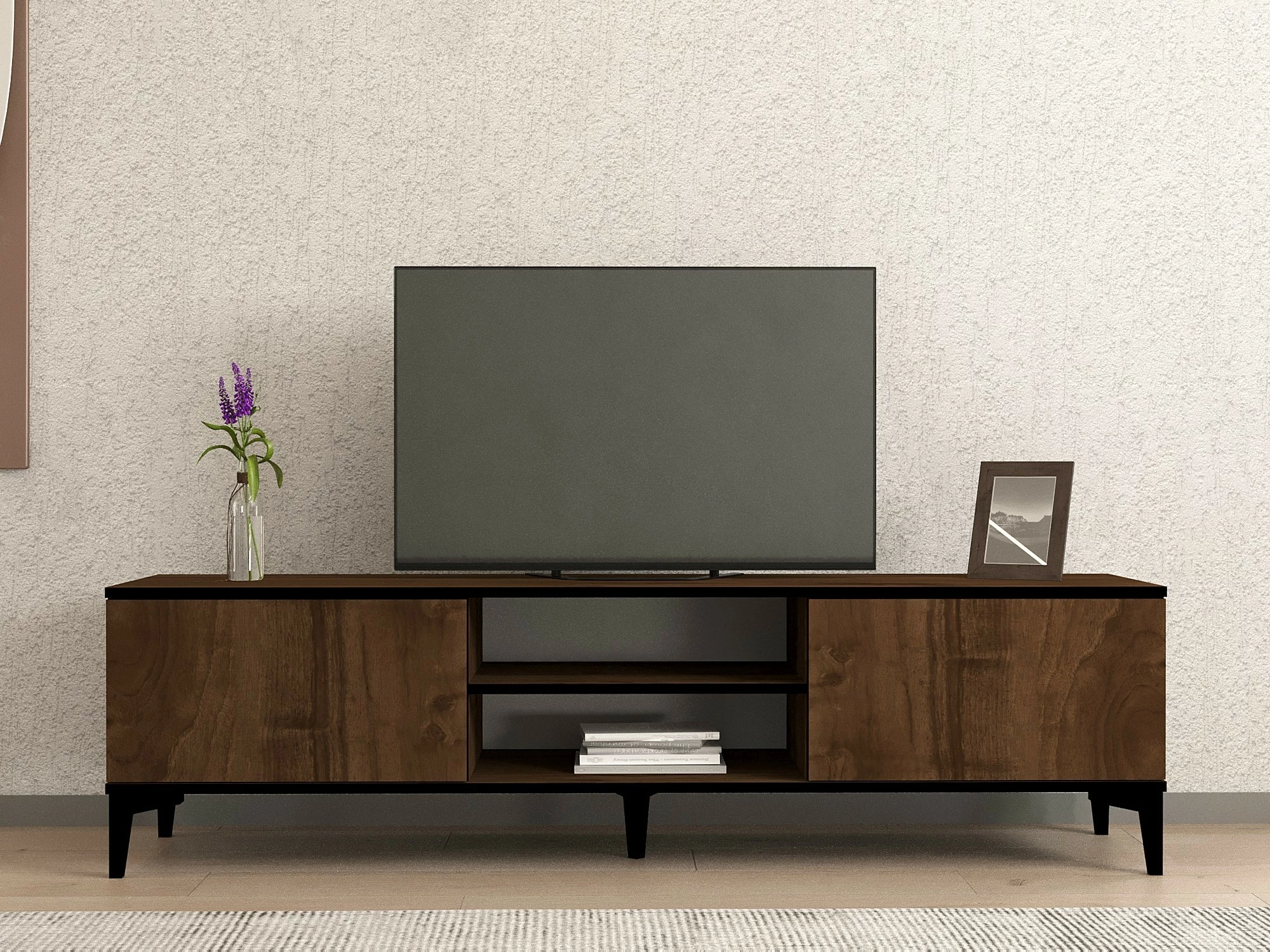 Komodë TV Hanah Home, ngjyrë arre, e zezë