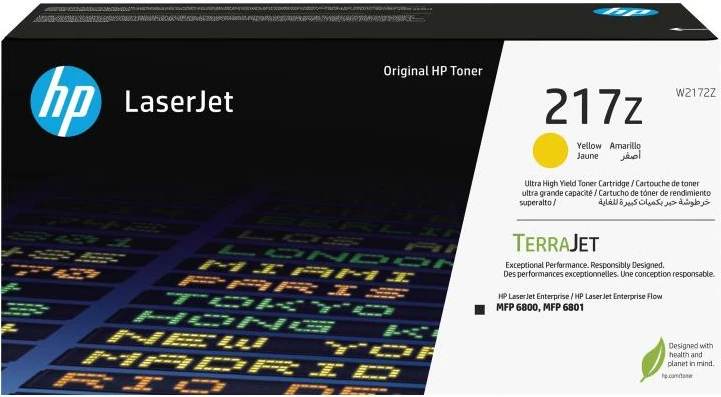 Toner, HP, 217z TerraJet (W2172Z), rendiment deri 24,000 faqe, e verdhë