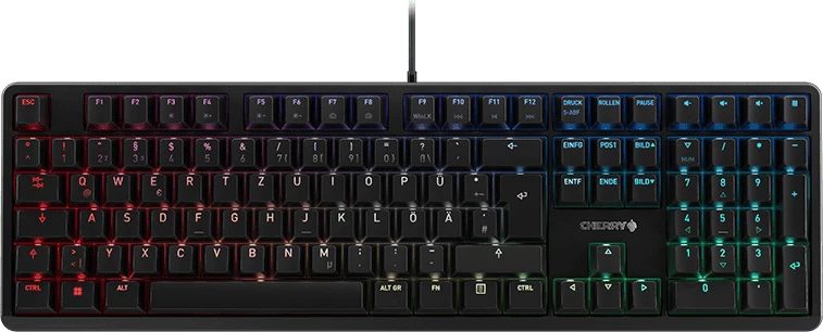 Tastierë Cherry G80-3838LWBDE-2 me kabllo full-size, layout gjerman (DE), ndriçim RGB, e zezë