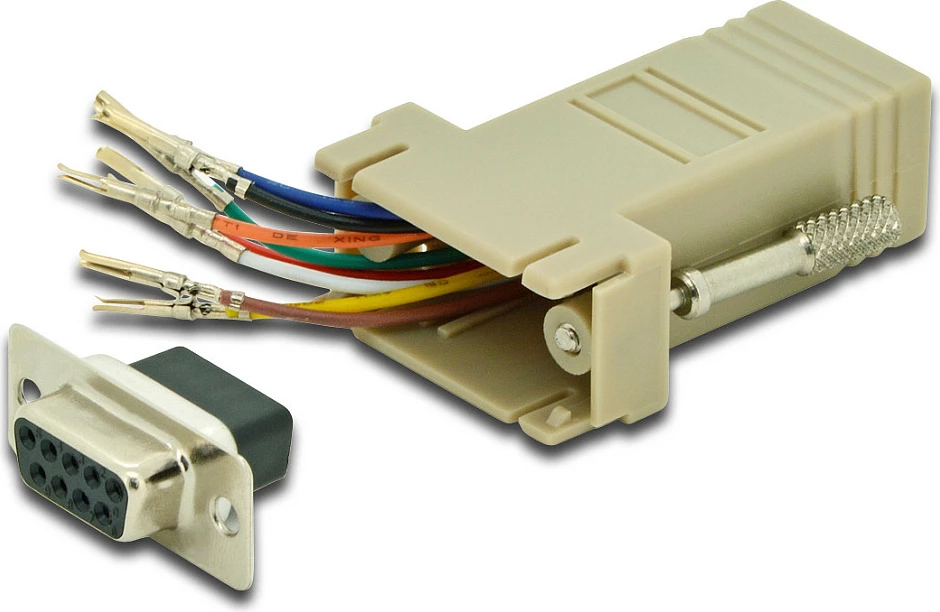 Adapter RS-232 Digitus, DB9 femër - RJ45 femër, gri