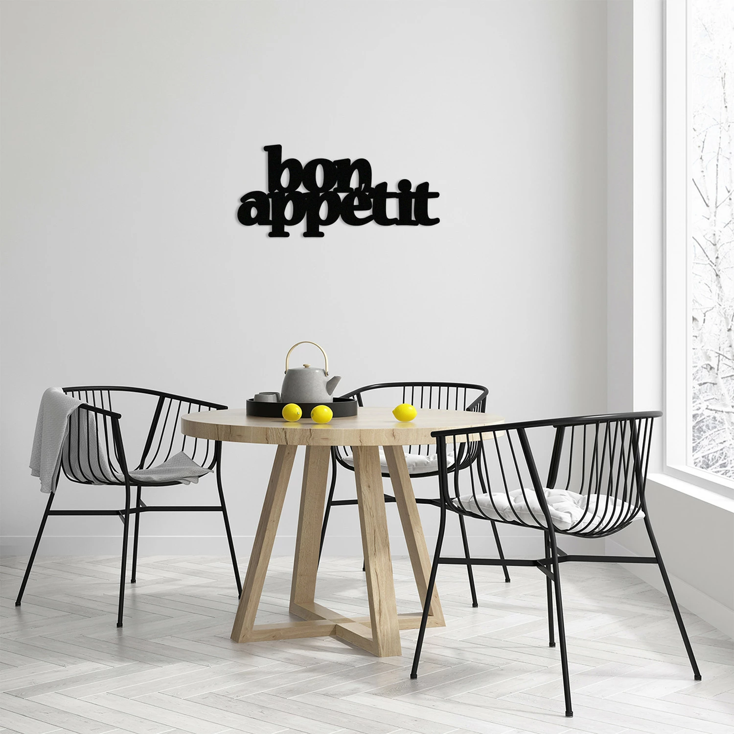 Aksesor dekorativ metalik për mur, Wallity Bon Appetit 2, ngjyrë e zezë, 59x27cm