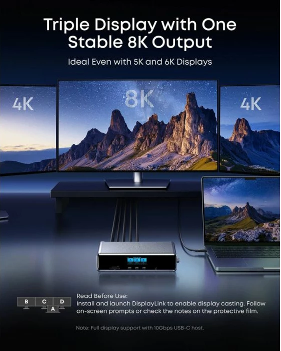 Docking Station ANKER Prime A83B33A1 14-në-1, Triple Display, DisplayLink, 140W USB-C, 2.5GbE, gri/zezë