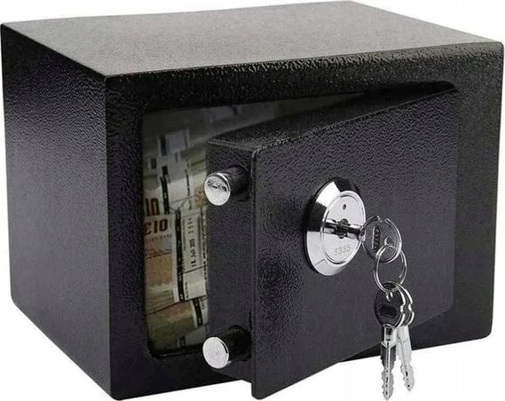Kasafortë ExtraLink S-404, 4.5 L, bravë me çelës, 230×170×170 mm, e zezë, set 3 çelësa