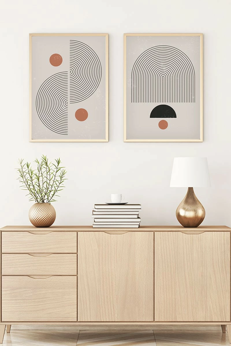 Piktura dekorative me kornizë MDF (2 copë), Wallity, Huhu62, 70x50cm