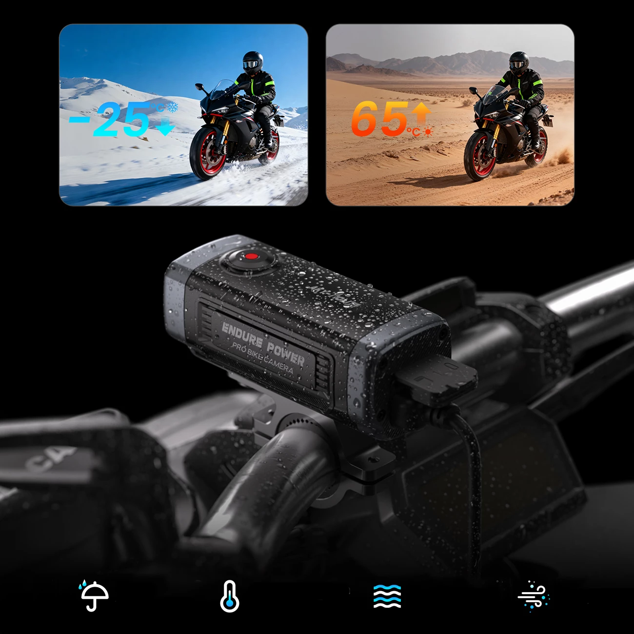 Kamerë aksioni AKEEYO 710 Lite FullHD 1080p, WiFi, IP66, bateri 1800mAh, USB-C, për biçikletë/moto, e zezë