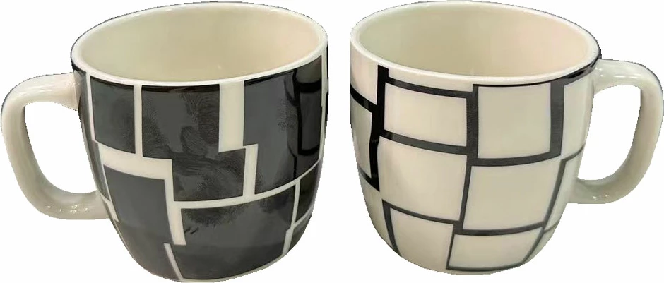 Set filxhanësh espresso premium, 4 copë, porcelan New Bone China, bardhë e zi, 10x7x5.5cm