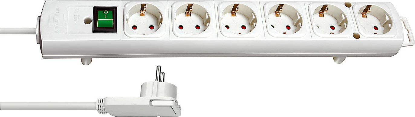 Zgjatues rryme Brennenstuhl 1153320100, 6 priza, kabllo 2 m, me switch, i bardhë