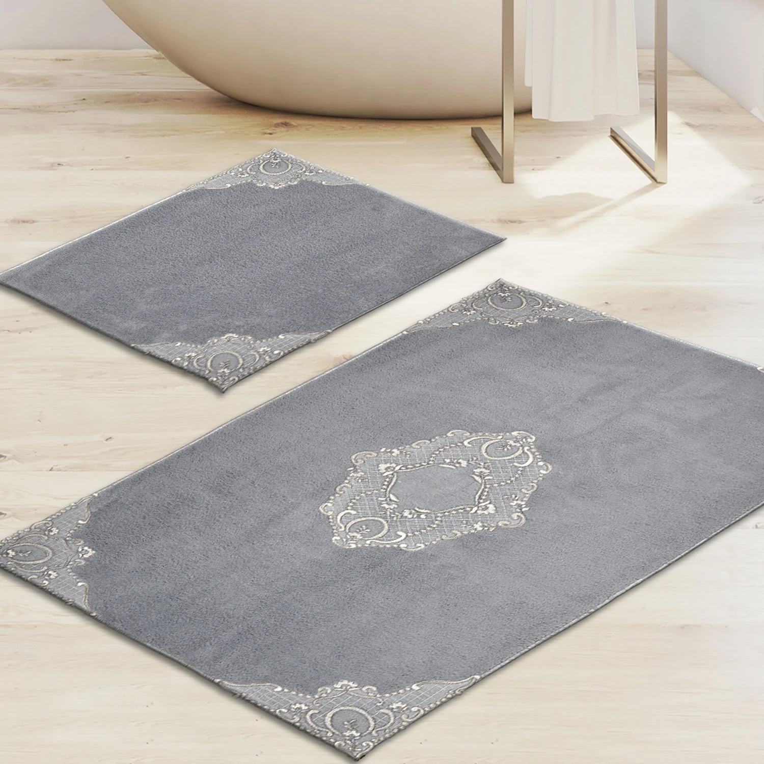 Set tapetash për banjo, 2 copë, gri, Mijölnir, Cot-Klzt5-43