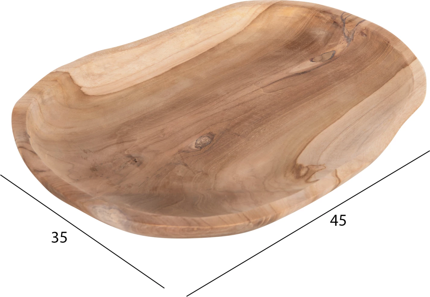 Dekor Tavoline FH4293, tepsi ovale, dru tik i ricikluar, 45x35x4H cm