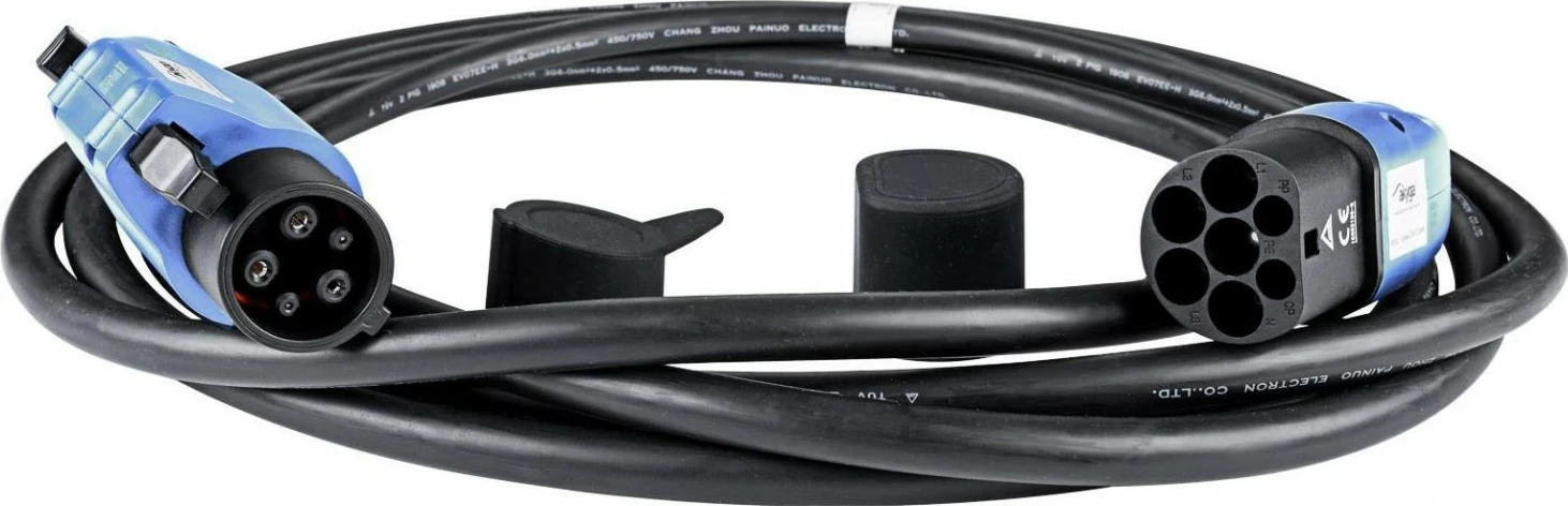 Kabëll karikimi veture elektrike Akyga AK-EC-08, Type 2/Type 1, 1-fazë, 32A, 7.2kW, 6m, zi-kaltër