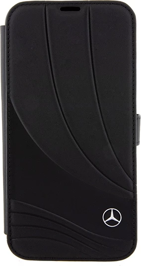 Mbështjellës Mercedes Leather Wave Pattern për iPhone 15 Pro, i zi