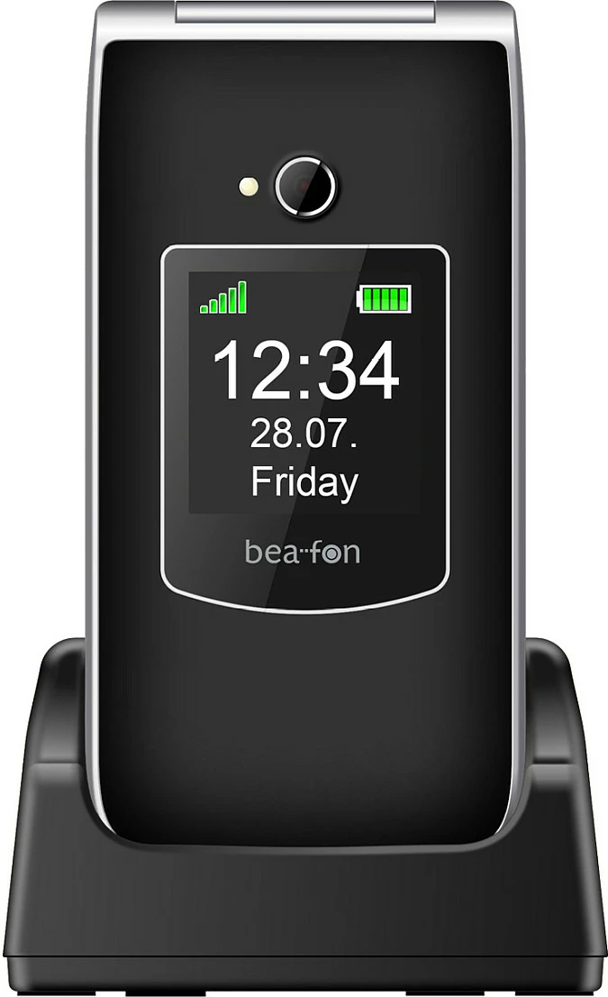 Celular Bea-fon SL605 LTE, flip, ekran 2.4", USB-C, me bazë karikimi, i zi