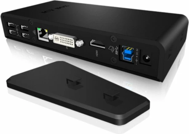 Stacion dokimi USB 3.0 ICYBOX IB-DK2241AC, HDMI, DVI-I, Gigabit LAN, 2x USB 3.0 + 4x USB 2.0, i zi