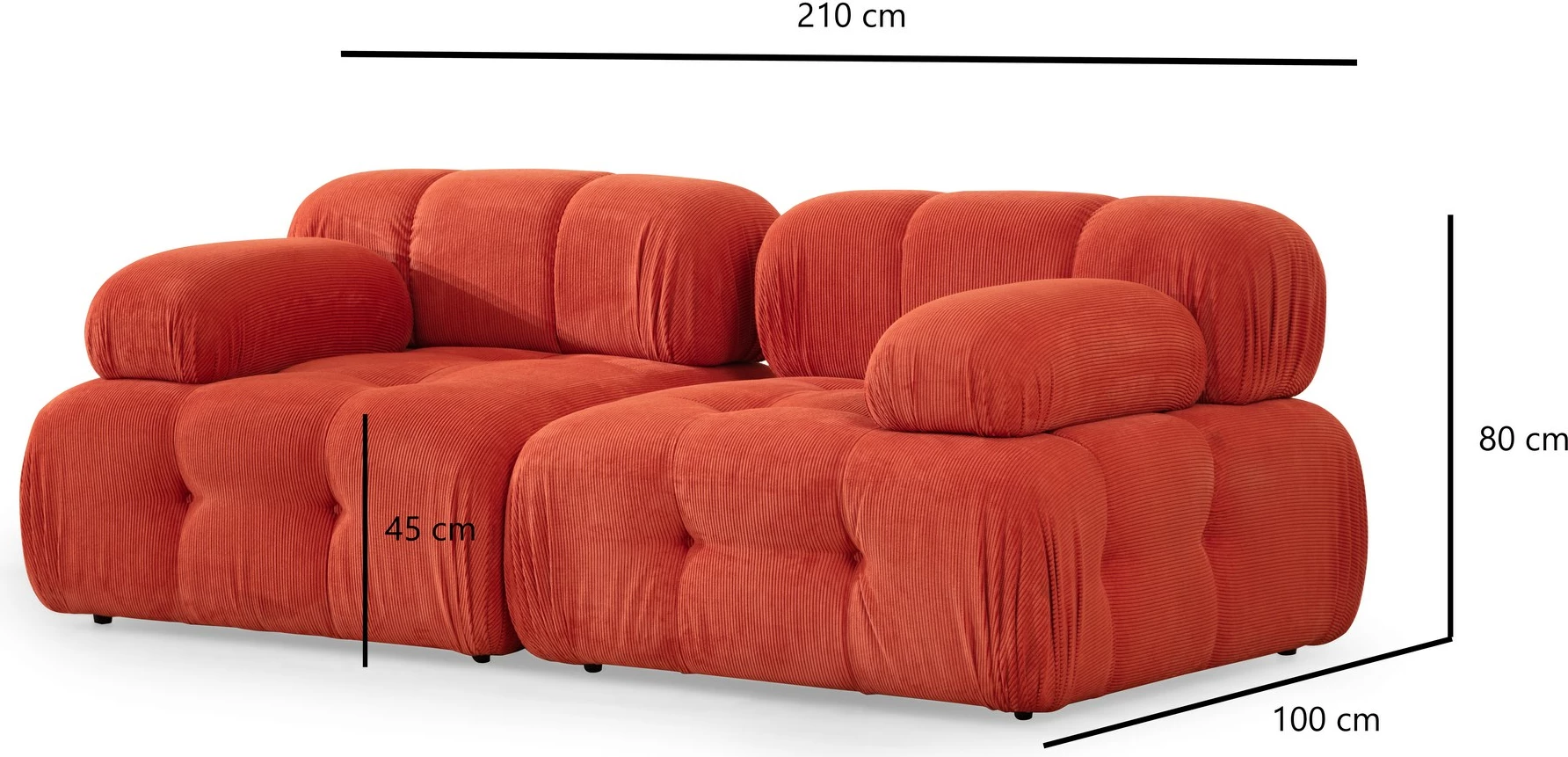 Divan dy ulëse, ngjyrë e kuqe, Doblo 2 Seater (L1-1R)