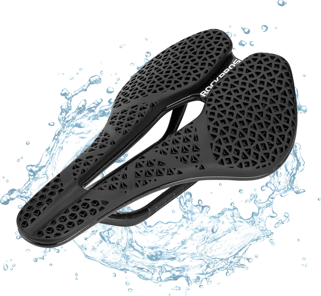 Shalë biçiklete Rockbros LF0214 3D anatomike waterproof me prerje qendrore, kornizë fibër karboni, e zezë