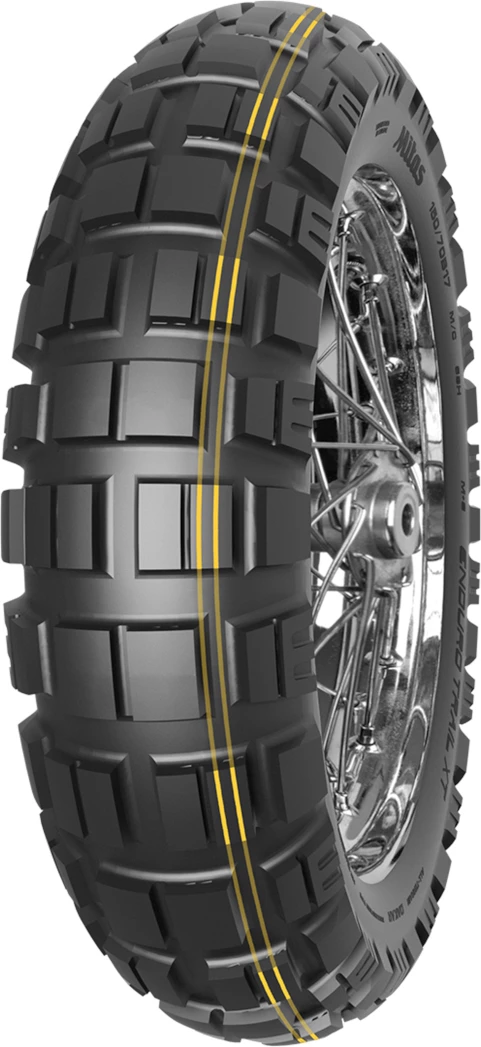 Gomë motoçiklete Mitas Enduro Trail XT Dakar (R) 150/70B17 69T TL/TT M+S, me 2 vija të verdha