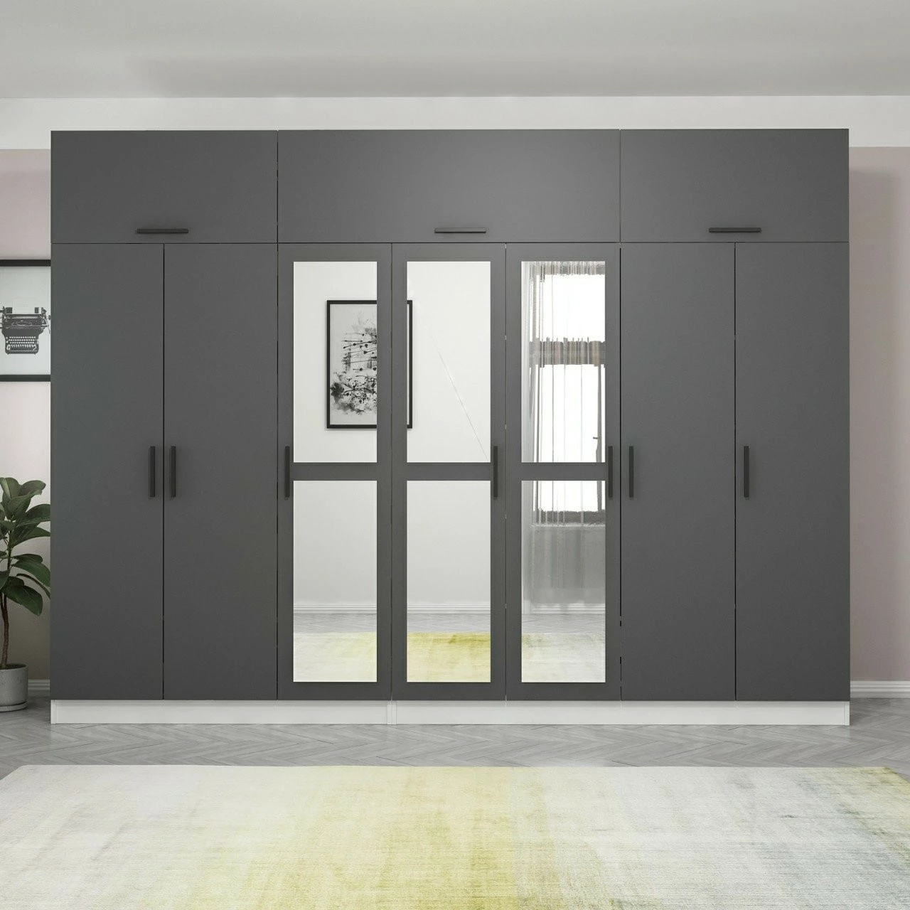 Dollap Skye Decor, anthracit-bardhë, 315x235x52cm