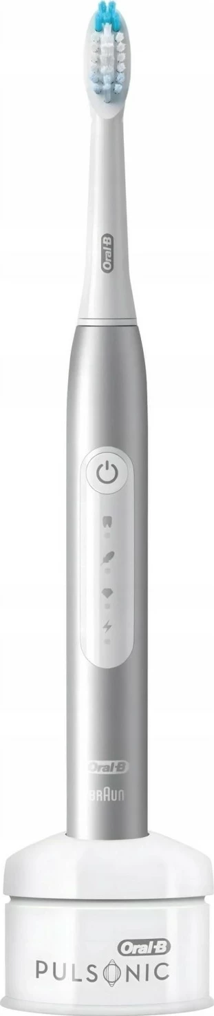 Furçë dhëmbësh elektrike Oral-B Pulsonic Slim Luxe 4000, sonike, 3 mënyra, me timer, argjendi