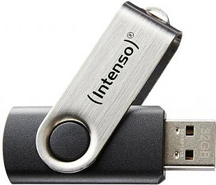 USB flash Intenso Basic Line 64GB, USB 2.0, swivel, zi/argjend