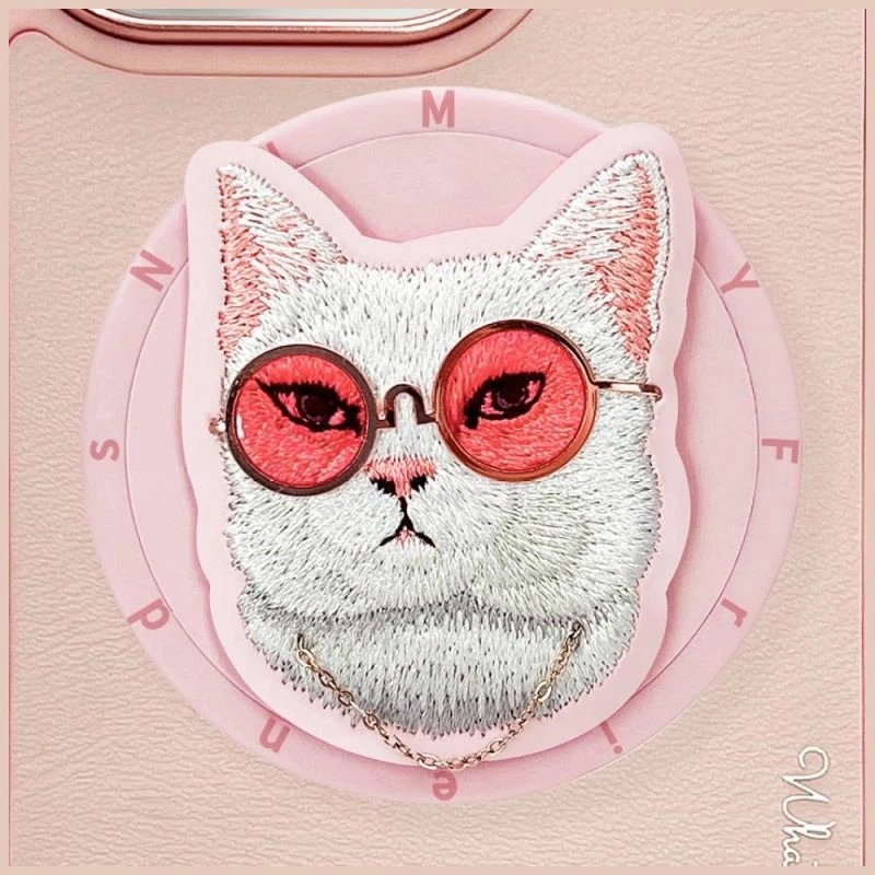 Kapak MagSafe për iPhone 16 Pro Nimmy Glasses Cool Cat, rozë