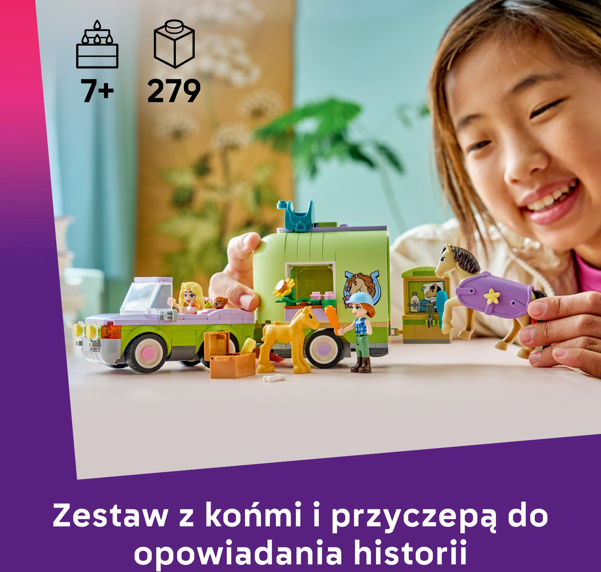 Set LEGO Friends 42695 Horse Trailer with Horse and Foal, 279 copë, 7+