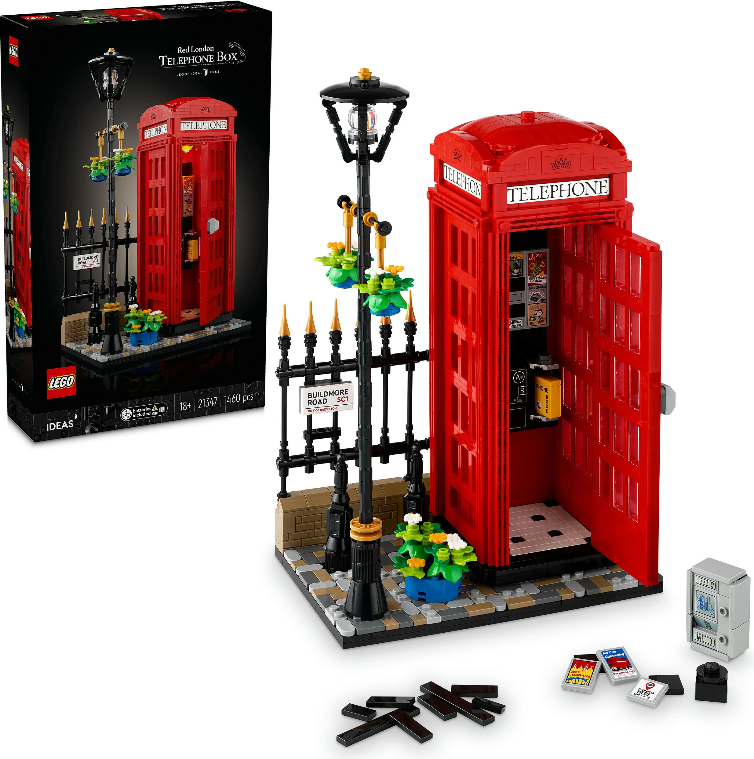 Set ndërtimi LEGO Ideas 21347, Kuti telefonike e kuqe londineze, 1460 pjesë, Multikolor