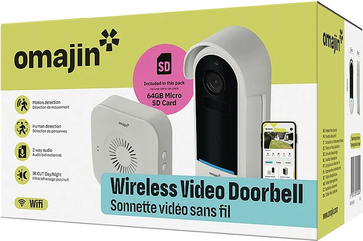 Zile dere me kamerë Netatmo omajin OVD-01-EU, 5MP, Wi‑Fi 2.4GHz, microSD, Night Vision, IP65, Bardhë/Zeze