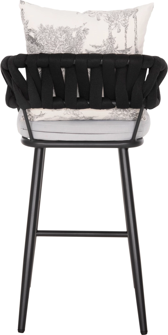 Karrige për bar alumini CAMDEN FH6142.01, ngjyrë antracit, me jastëk mbrapa ecru me dizajn print, 56x60x108H cm