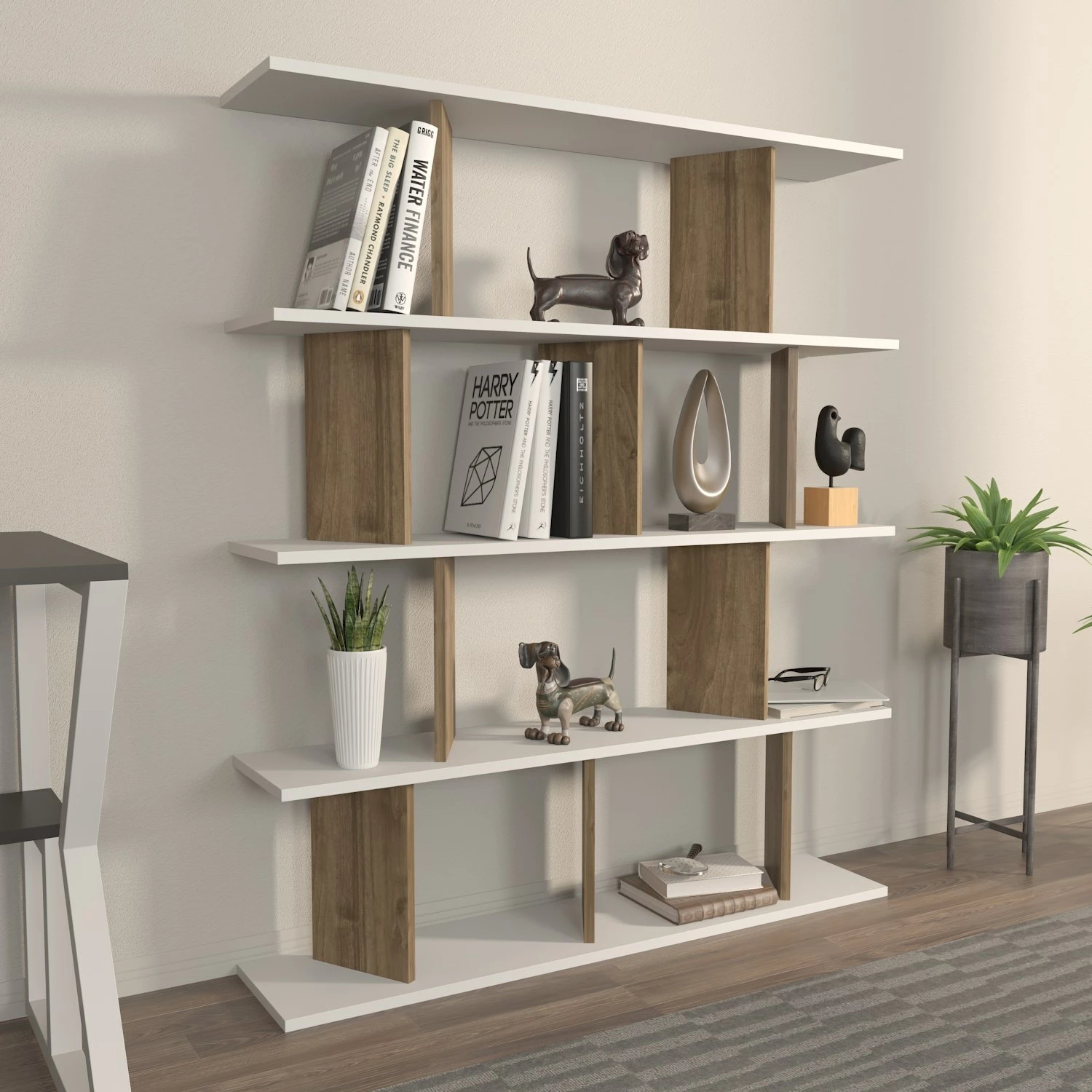 Raft librash Hanah Home, Grace, bardhë dhe arre