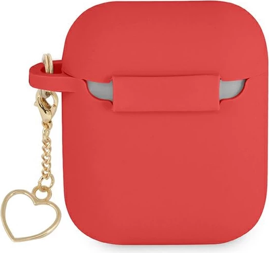 Mbështjellës Guess për AirPods 1/2, Charm Heart Collection, Silikon, Kuq