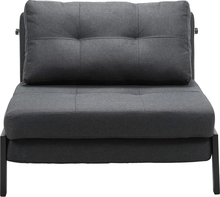 Fotelje-shtrat Fancy, ngjyrë antracit, këmbë metalike të zeza, 95x98x70cm