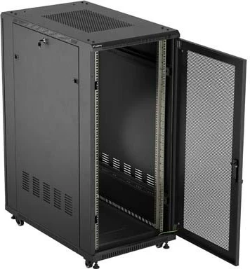Kabinet rack LANBERG 19" 27U 600x1000mm, në këmbë, dyer të shpuara, i zi