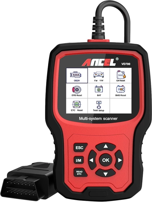 Skaner diagnostikues Ancel VD700 për OBD2, për makina VAG, me ekran të ndriçuar, i kuq