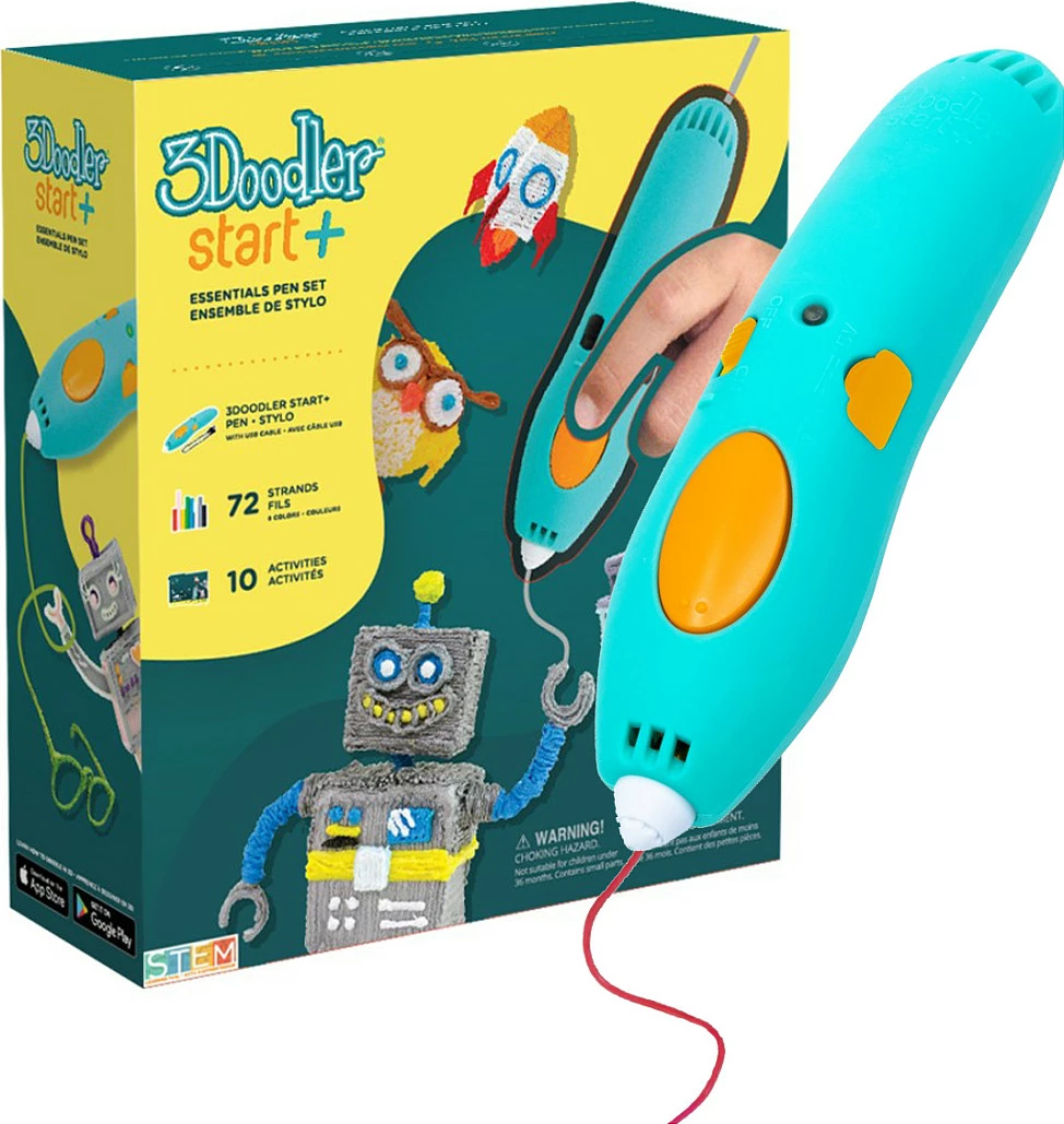 Pena 3D 3Doodler Start Plus, ECO kartrixhe 2.5 mm, USB, për fëmijë 6+, turkeze/verdhë