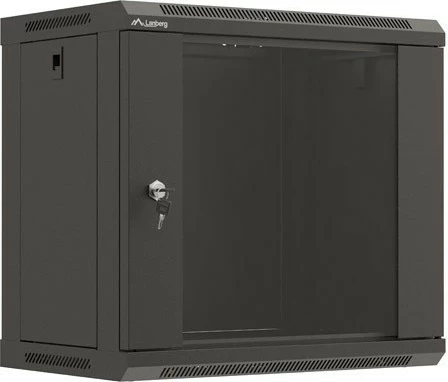 Kabinet rack LANBERG 19" 9U 540x350, derë xhami, i zi