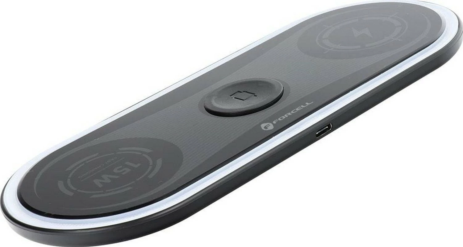 Karikues wireless Forcell F-ENERGY Ellipse 3-në-1, Qi, 15W, i zi