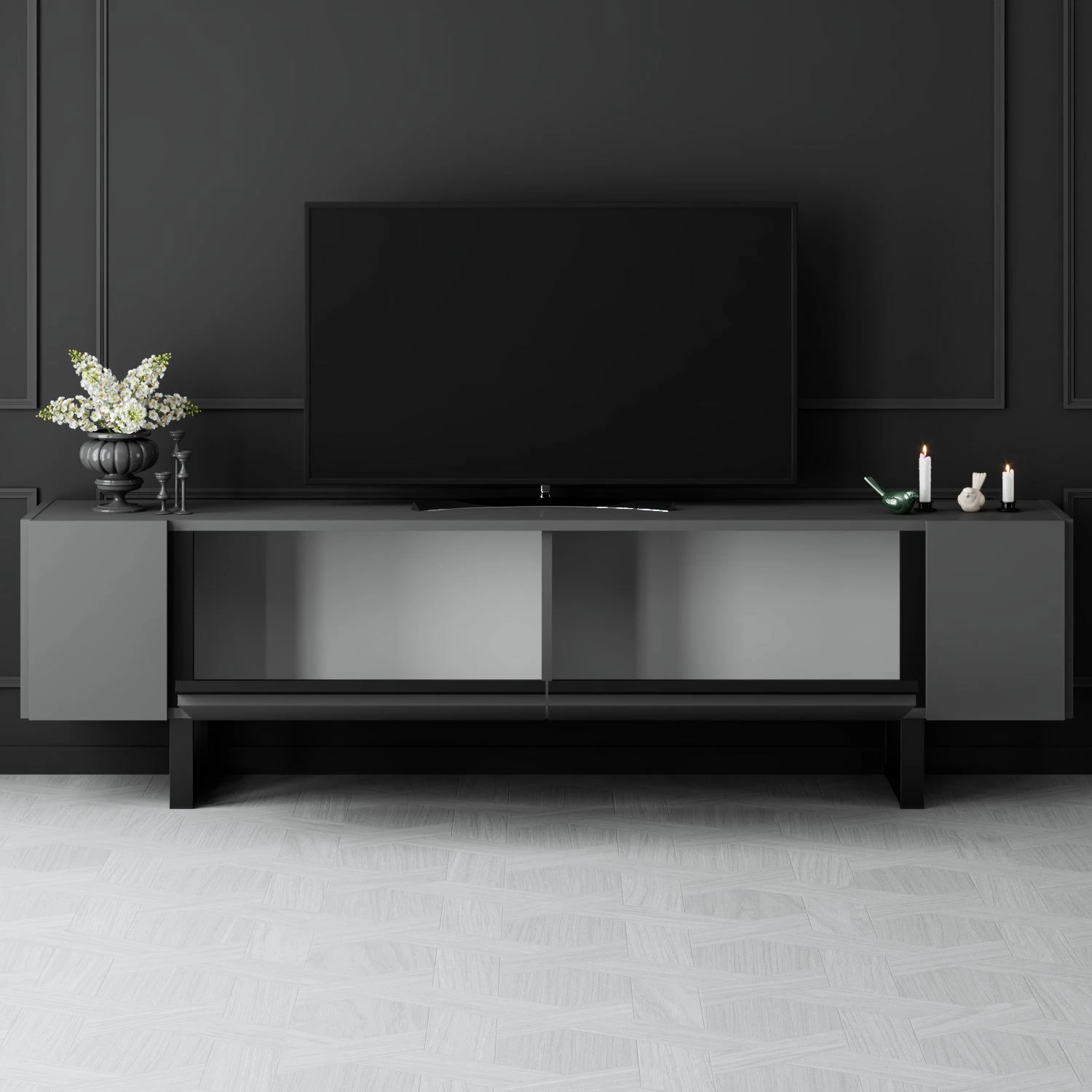 Komodë TV Hanah Home, Yildiz, antracit, e zezë