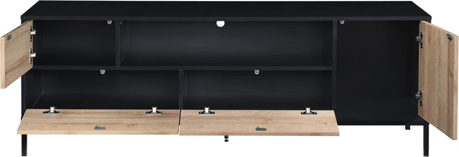 Komodë TV Blackbird, ngjyrë lisi Riviera dhe e zezë, 160x40.5x58 cm