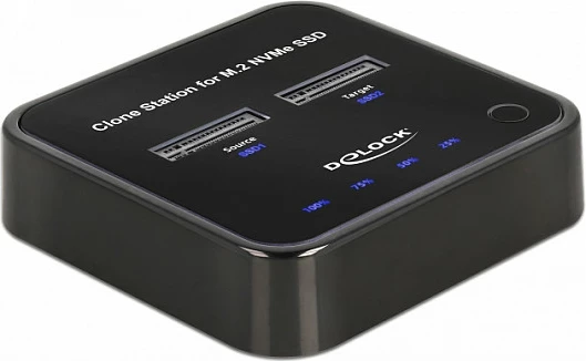 Docking station DeLOCK për 2x M.2 NVMe SSD me klonim, USB-C 10 Gbit/s, e zezë