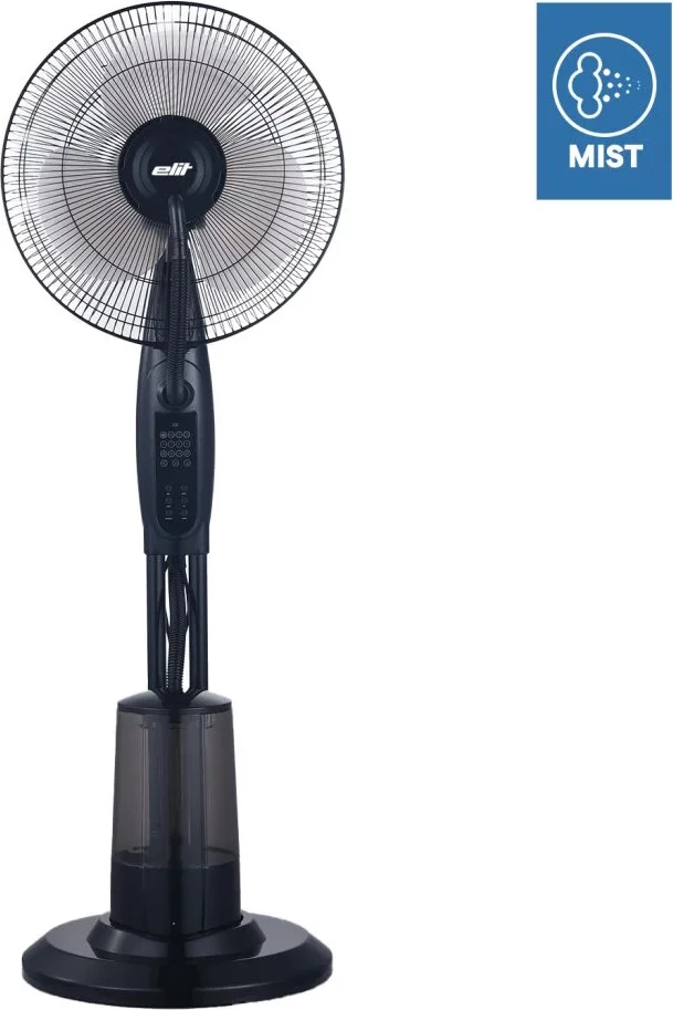 Ventilator në këmbë Elit FSM-4012N 16" me mjegullues, 75W, depo uji 3.2L, 3 shpejtësi, telekomandë, timer 7.5h, i zi
