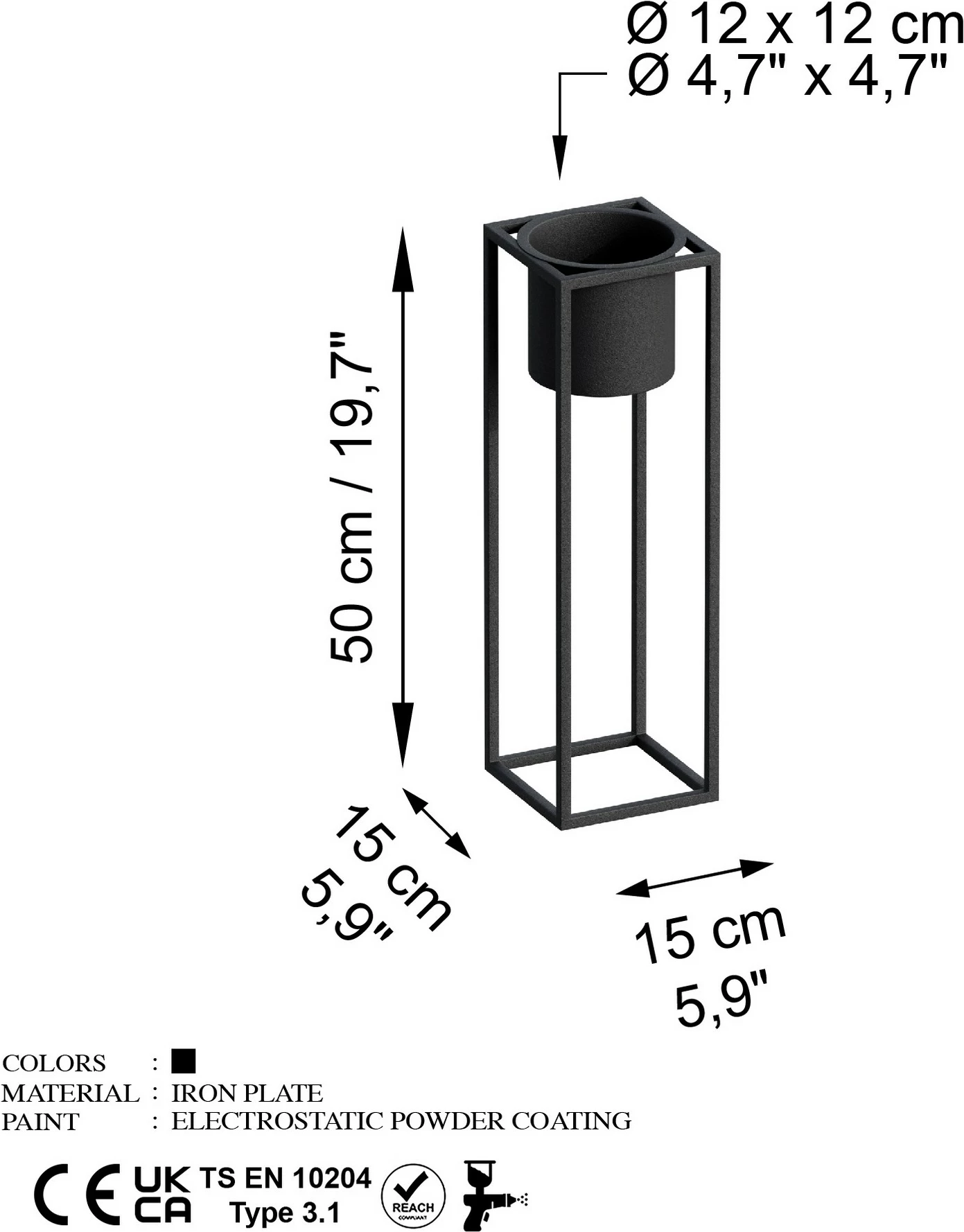 Vazo dekorative Aberto Design, GED-023, metal i zi