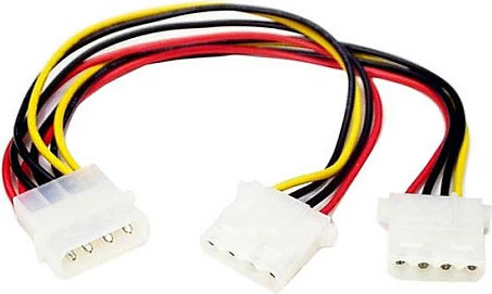 Kabllo ndarëse rryme StarTech PYO2L, Molex/LP4 4-pin 1x mashkull në 2x femër, 0.23 m, e bardhë