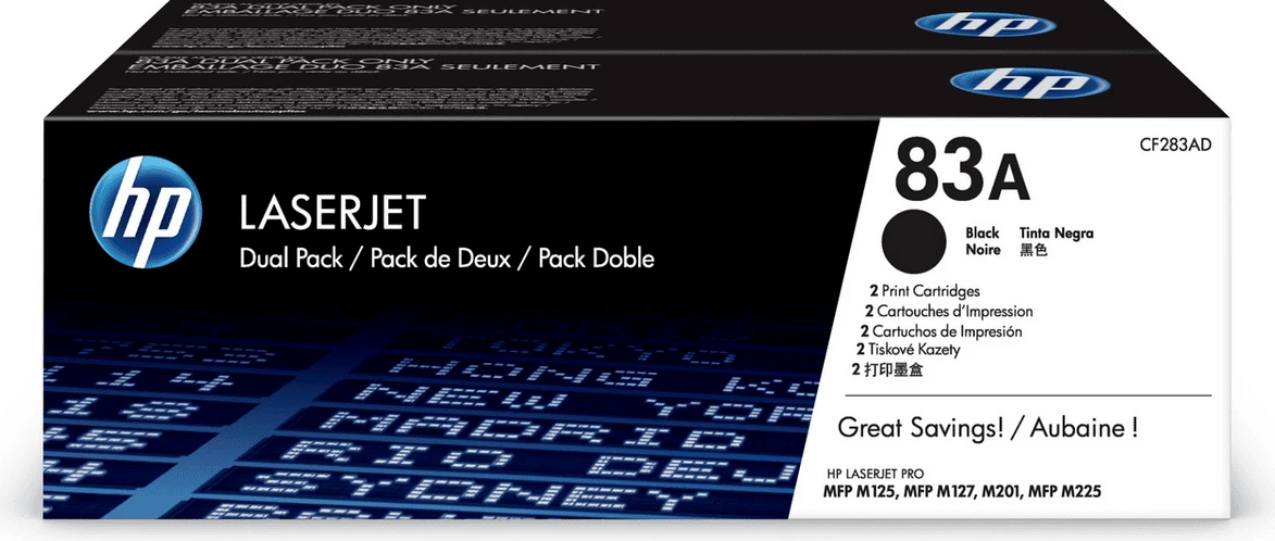 Toner HP 83A CF283AD, 1500 faqe, e zezë, paketë dy copë