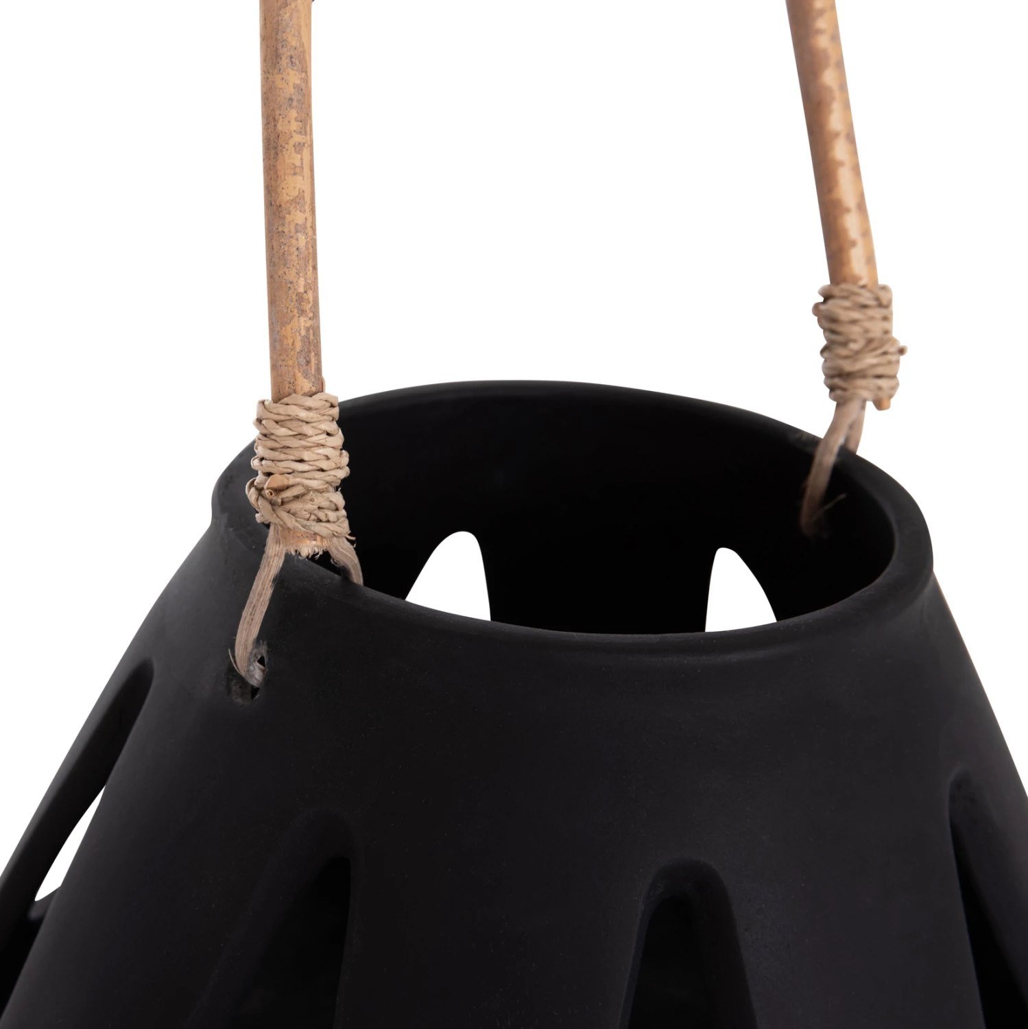 Llambë dekorative tavoline, fibër çimento e zezë, dorezë ratan, ERANTYL FH4696.01S, 25x17cm
